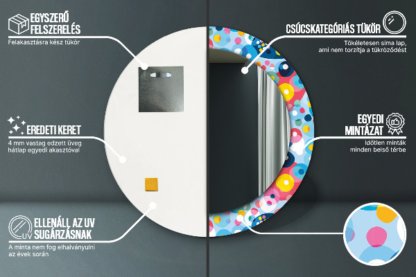 Specchio tondo stampato Spine colorate