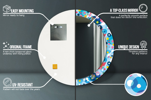 Specchio tondo stampato Spine colorate