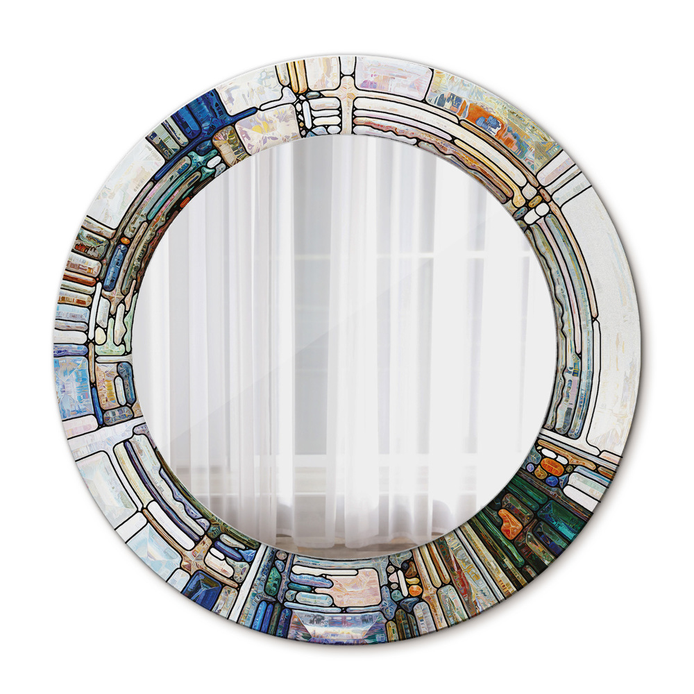 Specchio tondo stampato Finestra di vetro colorato astratto