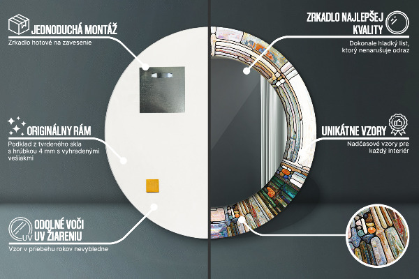 Specchio tondo stampato Finestra di vetro colorato astratto