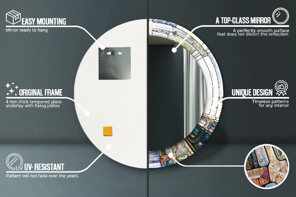 Specchio tondo stampato Finestra di vetro colorato astratto