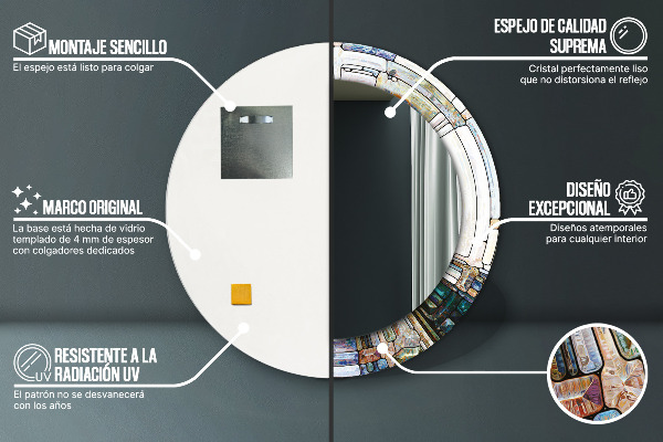 Specchio tondo stampato Finestra di vetro colorato astratto
