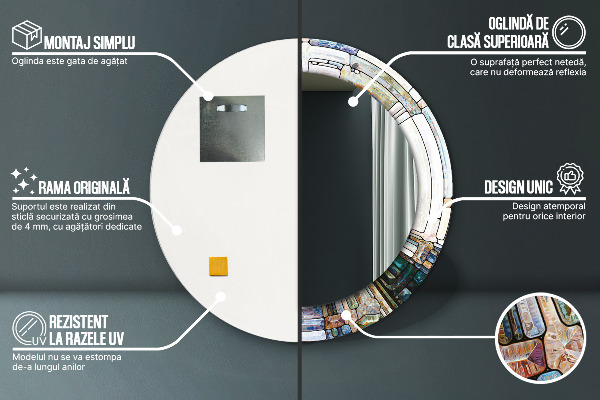 Specchio tondo stampato Finestra di vetro colorato astratto