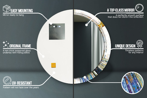 Specchio tondo stampato Finestra di vetro colorato astratto