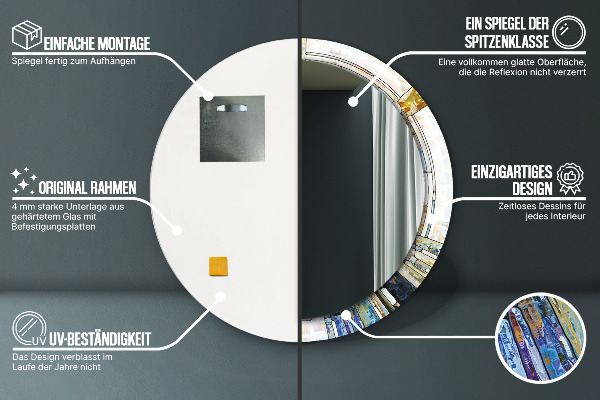 Specchio tondo stampato Finestra di vetro colorato astratto