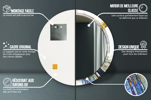 Specchio tondo stampato Finestra di vetro colorato astratto