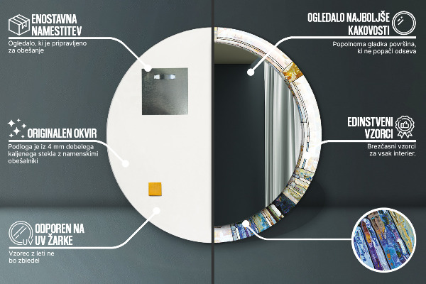 Specchio tondo stampato Finestra di vetro colorato astratto