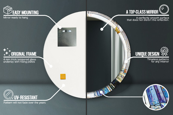 Specchio tondo stampato Finestra di vetro colorato astratto