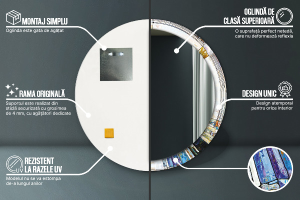 Specchio tondo stampato Finestra di vetro colorato astratto