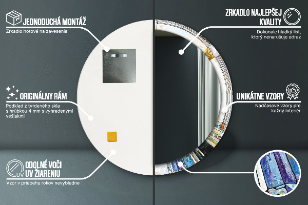 Specchio tondo stampato Finestra di vetro colorato astratto