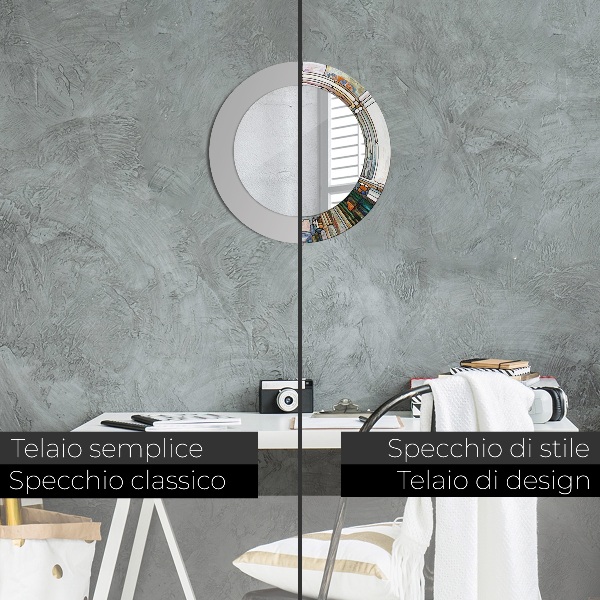 Specchio tondo stampato Finestra di vetro colorato astratto