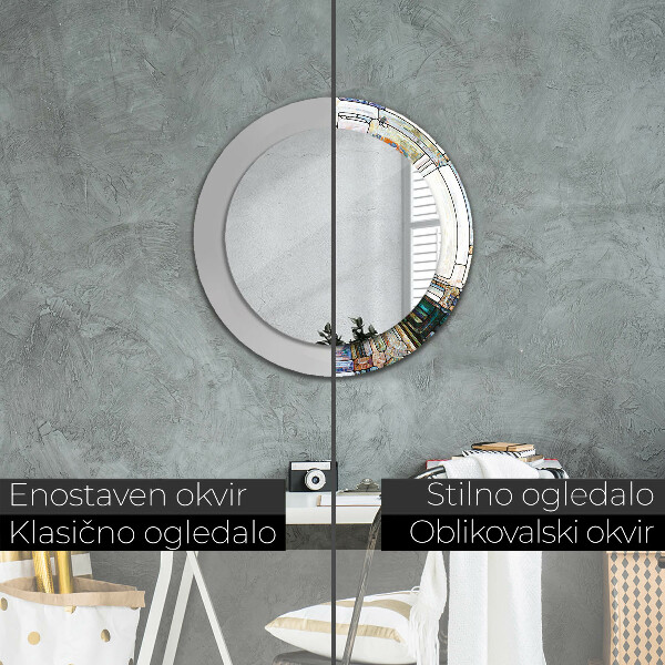 Specchio tondo stampato Finestra di vetro colorato astratto