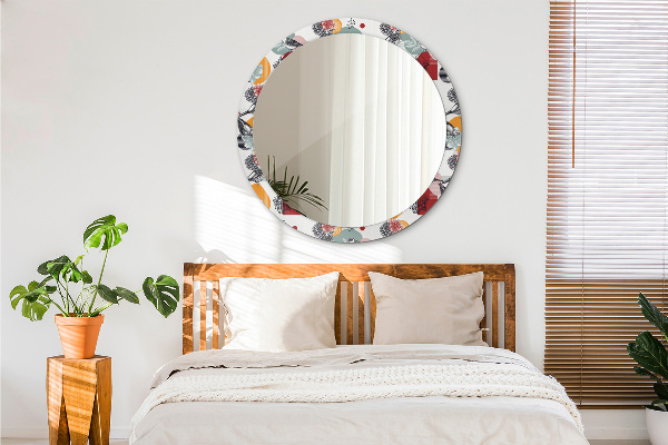 Specchio tondo stampato Astrazione con gli uccelli