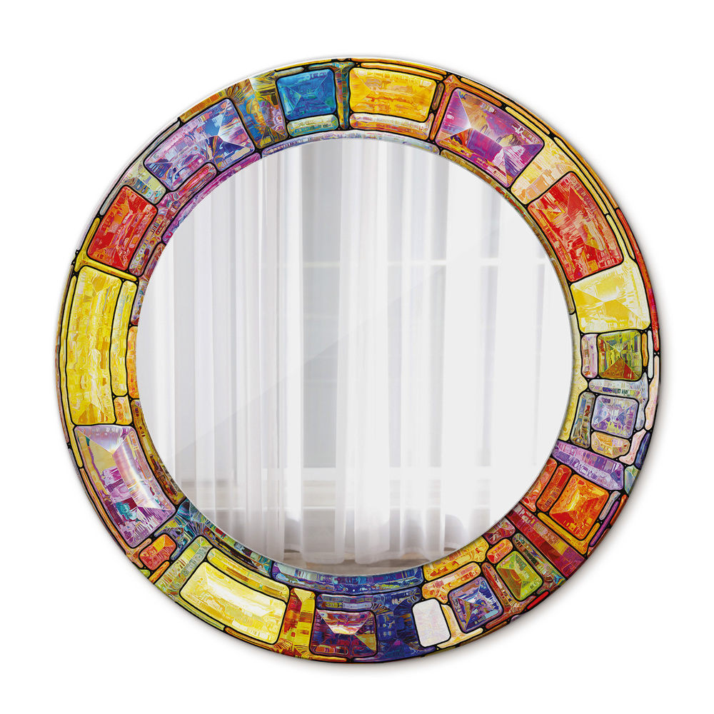 Specchio tondo stampato Finestra di vetro colorato