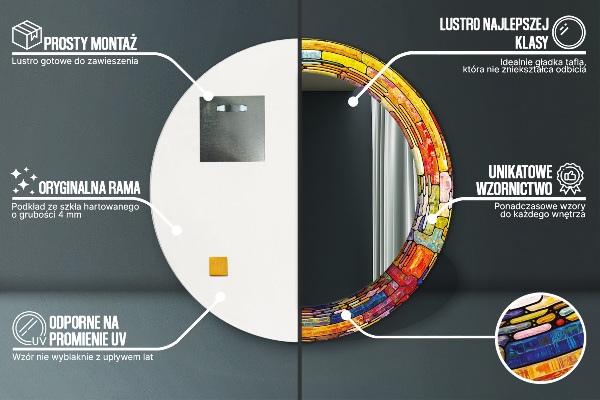 Specchio tondo stampato Finestra di vetro colorato