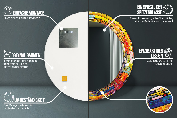 Specchio tondo stampato Finestra di vetro colorato