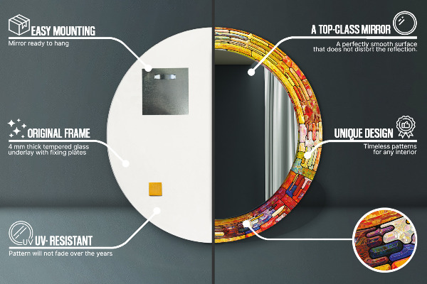 Specchio tondo stampato Finestra di vetro colorato