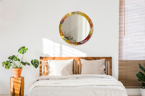 Specchio tondo stampato Finestra di vetro colorato