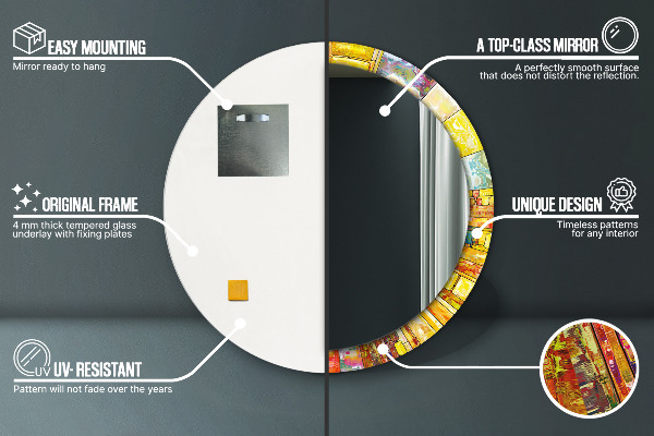 Specchio tondo stampato Finestra di vetro colorato