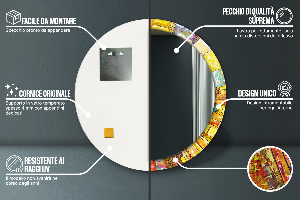 Specchio tondo stampato Finestra di vetro colorato