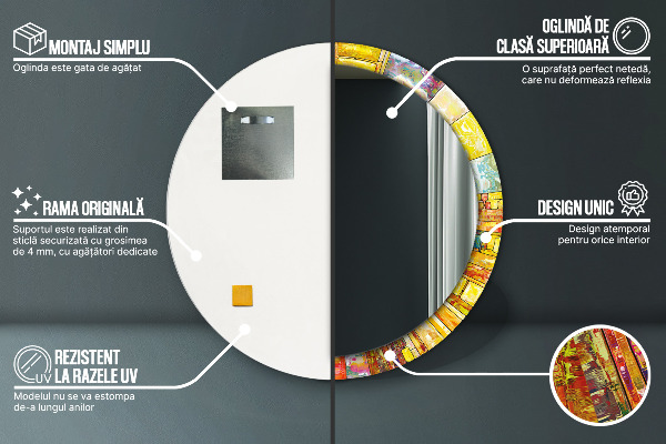 Specchio tondo stampato Finestra di vetro colorato