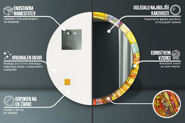 Specchio tondo stampato Finestra di vetro colorato