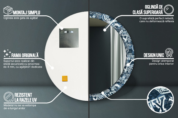 Specchio tondo stampato Collage