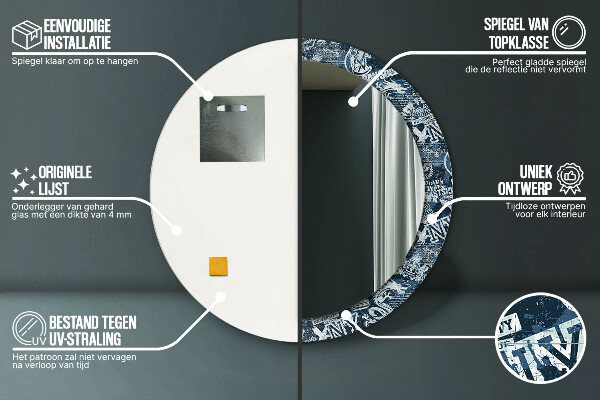 Specchio tondo stampato Collage