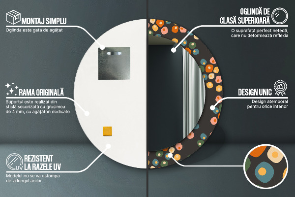 Specchio tondo decoro Punti di fiori