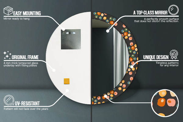 Specchio tondo decoro Punti di fiori