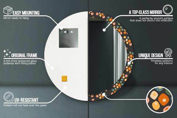 Specchio tondo decoro Punti di fiori