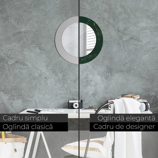 Specchio tondo decoro Delicate foglie dorate