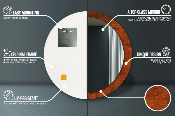 Specchio tondo decoro Legno naturale