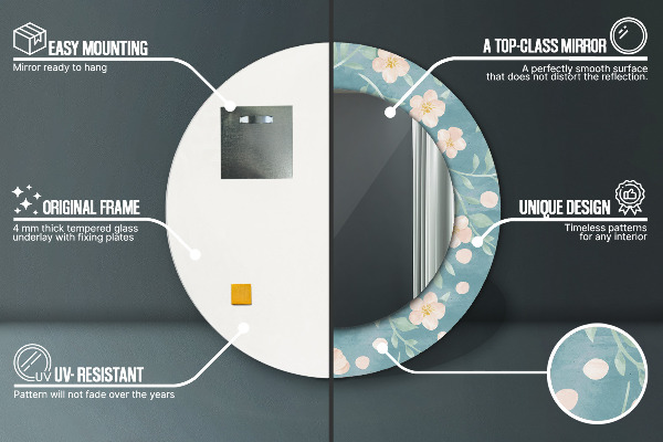 Specchio tondo decoro Pattern floreale