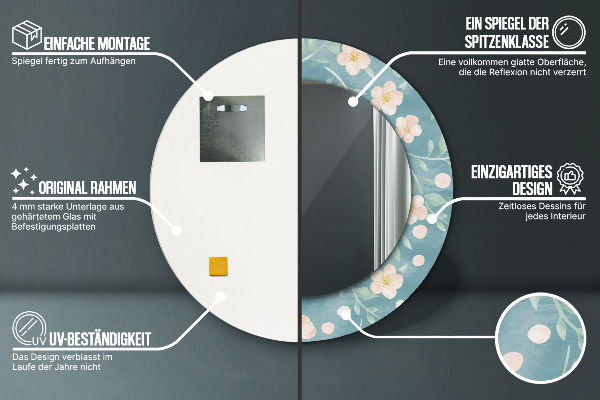 Specchio tondo decoro Pattern floreale