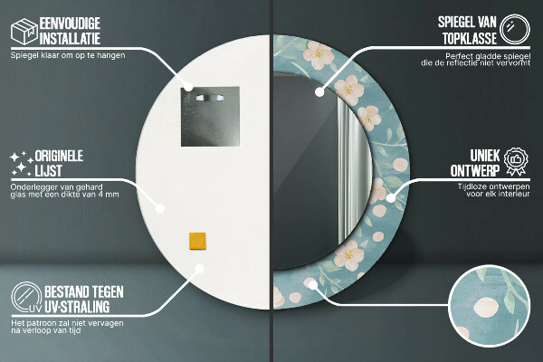 Specchio tondo decoro Pattern floreale