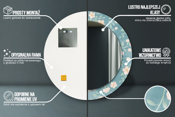 Specchio tondo decoro Pattern floreale