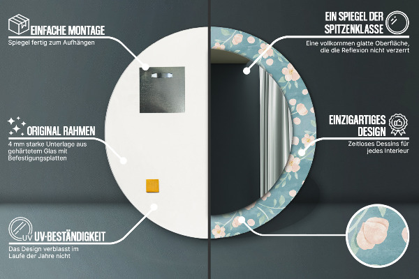 Specchio tondo decoro Pattern floreale