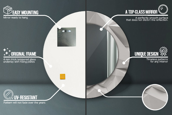 Specchio tondo decoro Crystal bianco astratto