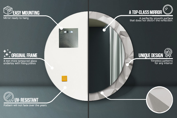 Specchio tondo decoro Crystal bianco astratto