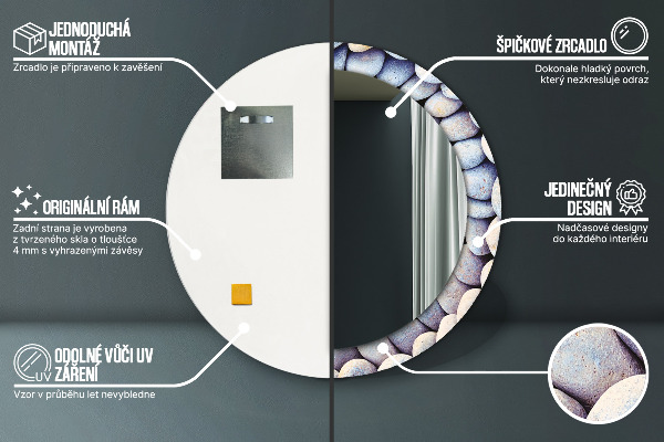 Specchio tondo decoro Ruota delle pietre marine
