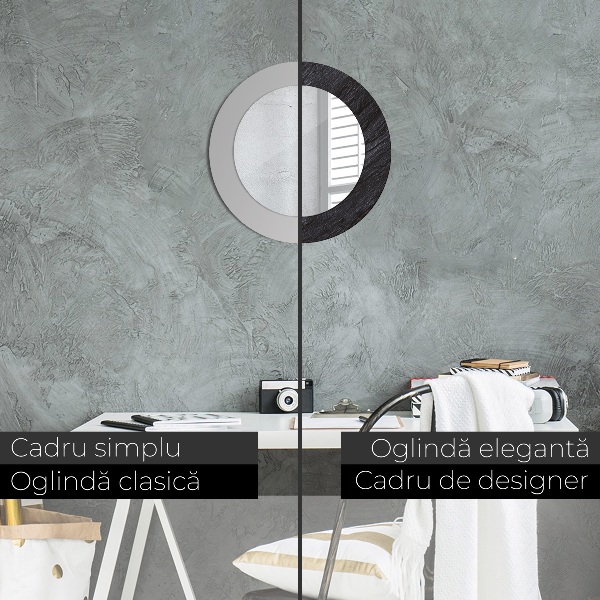 Specchio tondo decoro Pietra nera