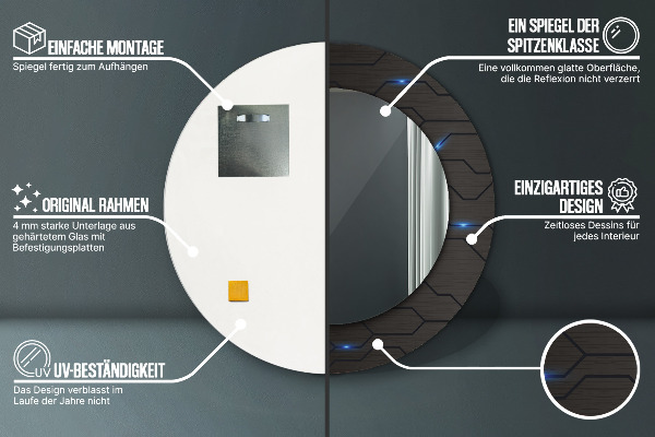 Specchio tondo decoro Abstract futuristico