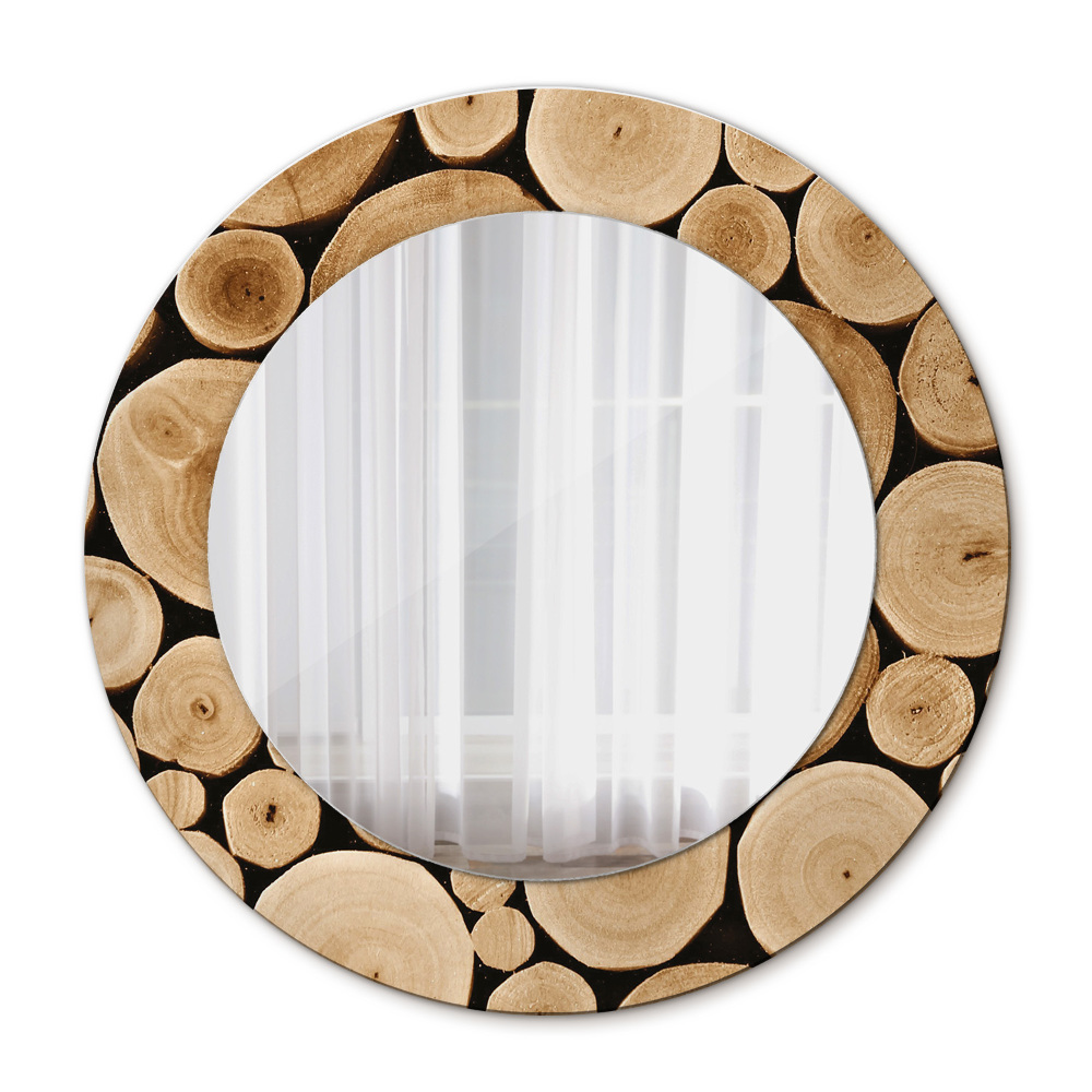 Specchio tondo decoro Tronchi di legno