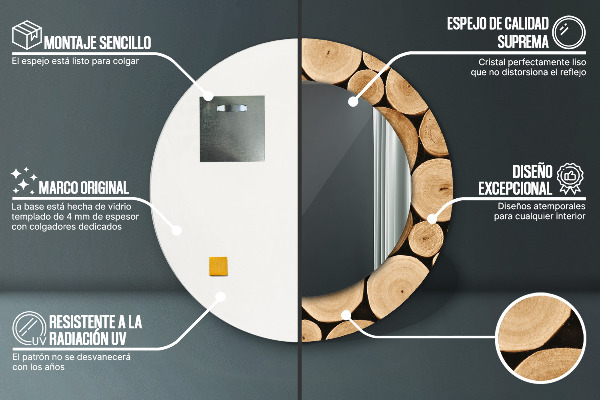 Specchio tondo decoro Tronchi di legno