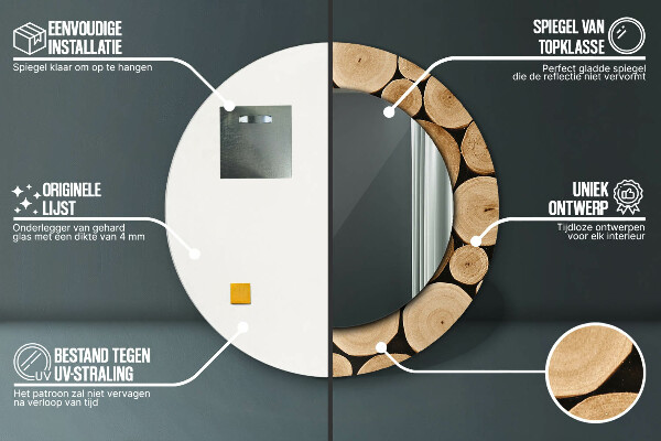 Specchio tondo decoro Tronchi di legno