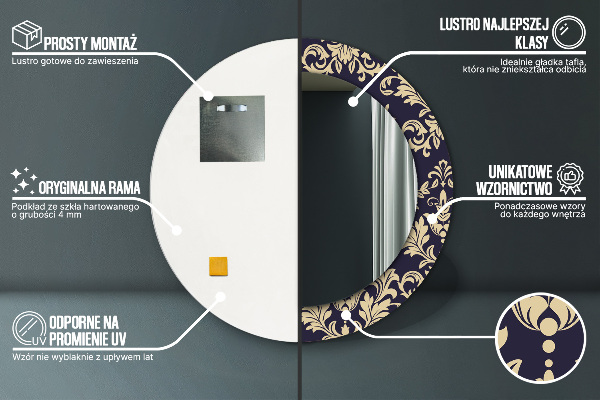 Specchio tondo decoro Pattern floreale