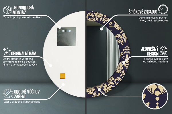 Specchio tondo decoro Pattern floreale