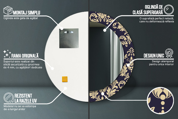 Specchio tondo decoro Pattern floreale