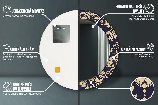 Specchio tondo decoro Pattern floreale